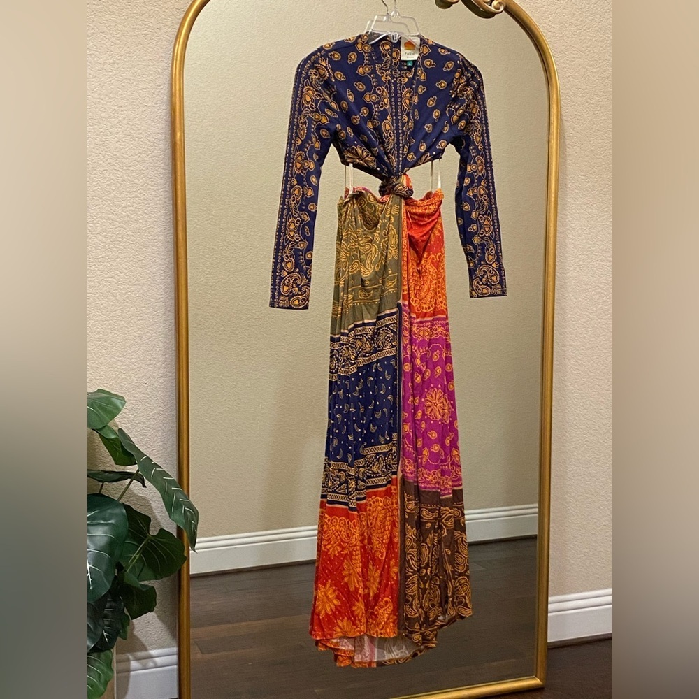 Farm Rio Bandana Dream Cut Out Maxi Dress Size M - Picture 2 of 14
